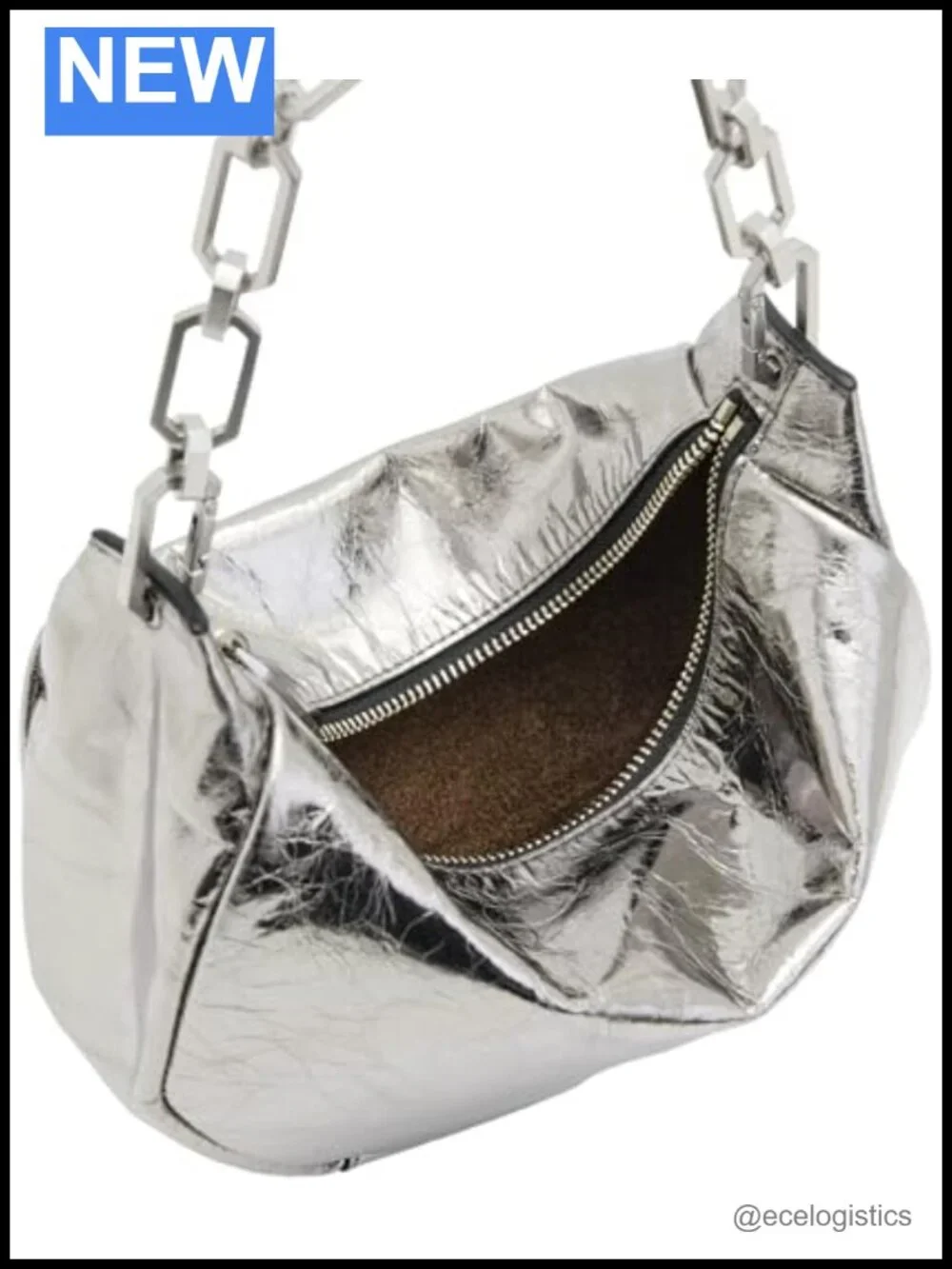 Mini Leather Hobo Bag with Chain Strap Crossbody